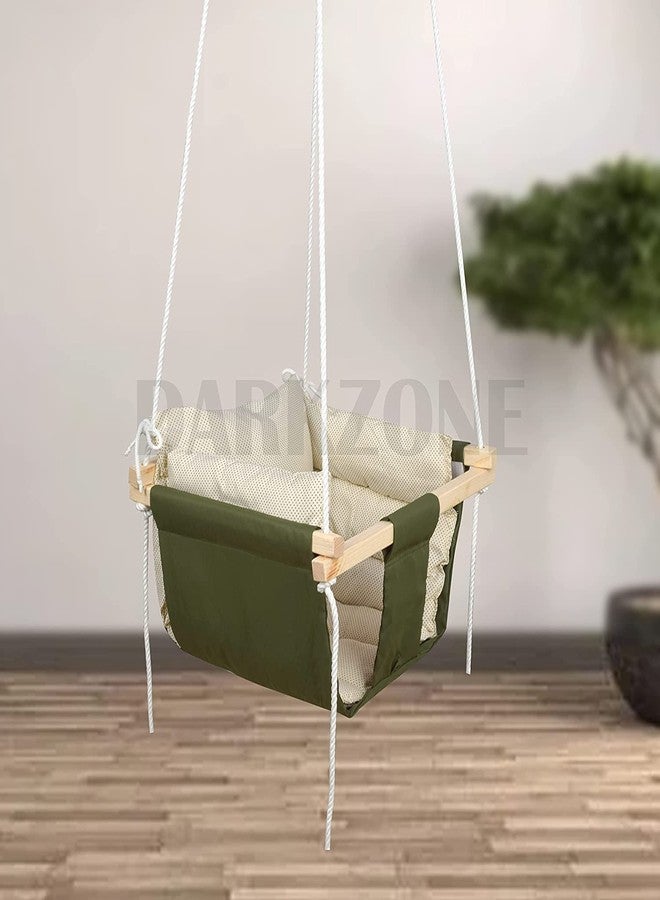 DARKZONE Swing for Kids | jhula for Kids | jhula for Baby | Baby Swing Hanging Indoor Outdoor | Baby Garden Swing with 2 Pillows (Light Green) - Image 3